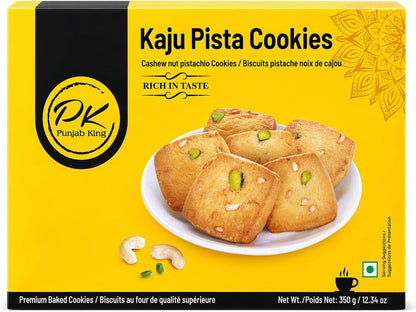 Punjab King Kaju Pista Cookies 350g – Cashew Pistachio Biscuits | Premium Indian Cookies, Rich & Crunchy Tea-Time Snack