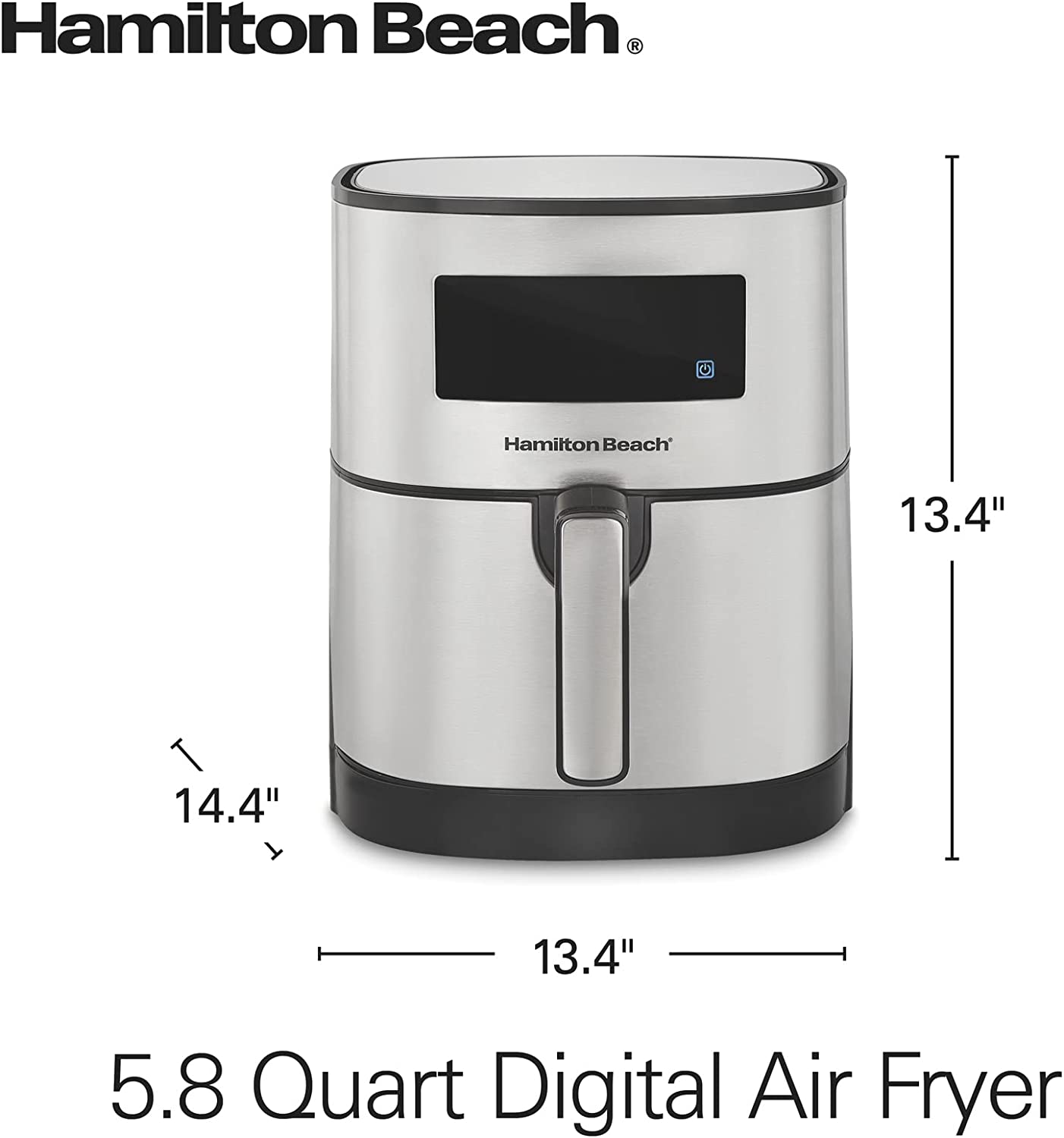 Hamilton Beach 5.8 Quart Digital Air Fryer Oven with 8 Presets, Easy to Clean Nonstick Basket, Black (35075)