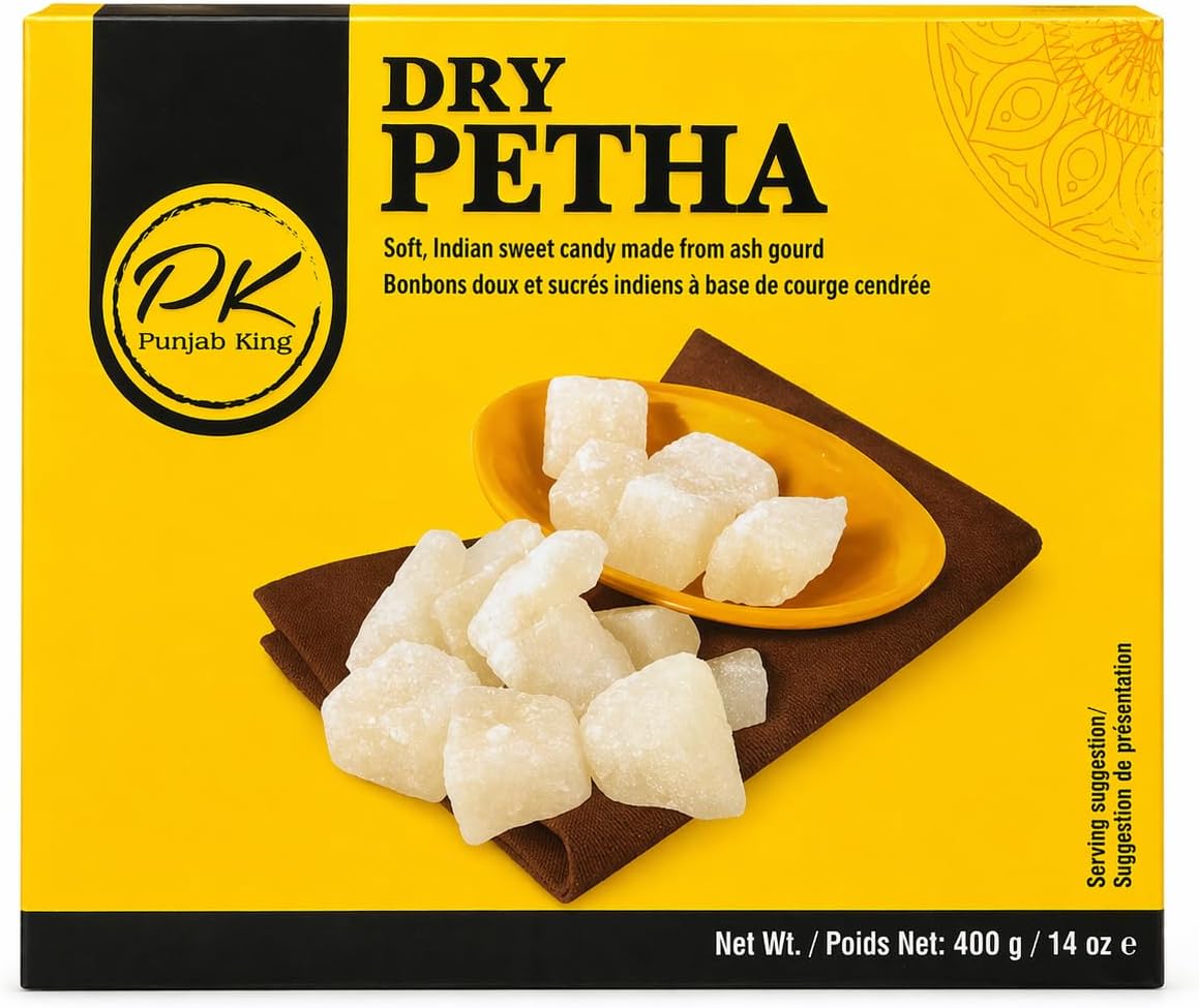Punjab King Dry Petha 400g – Traditional Indian Sweet (Ash Gourd Candy) | Soft & Sugary Mithai Snack, Ready-to-Eat Dessert