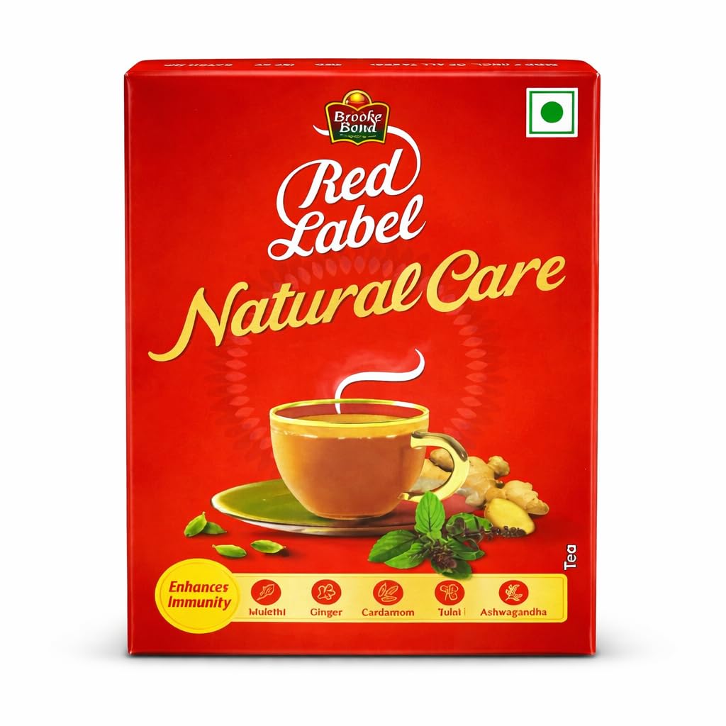 Brooke Bond Red Label Natural Care Tea 250g – Immunity Boosting Herbal Black Tea with Tulsi, Ginger & Cardamom | Strong Flavor Chai Blend