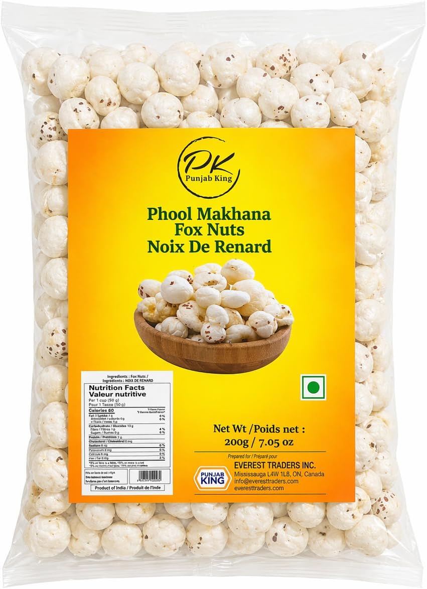 Punjab King Phool Makhana 200g – Fox Nuts (Lotus Seeds) | Healthy Roasted Snack | Gluten-Free & High Protein