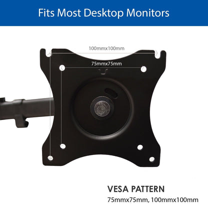 QualGear® QG-DM-02-22 13-27 Inch 3-Way Articulating Dual Monitor Desk Mount