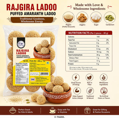 Punjab King Rajgira Ladoo 200g – Puffed Amaranth Sweet Balls | Traditional Indian Fasting Snack | Gluten-Free