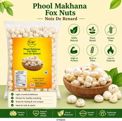 Punjab King Phool Makhana 200g – Fox Nuts (Lotus Seeds) | Healthy Roasted Snack | Gluten-Free & High Protein