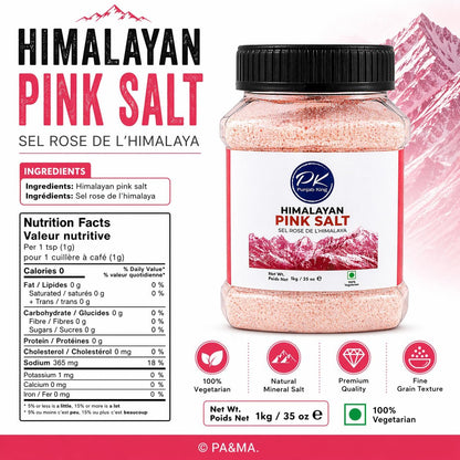 Punjab King Himalayan Pink Salt 1kg – Natural Rock Salt | Mineral Rich, Unrefined Pink Salt for Cooking & Seasoning