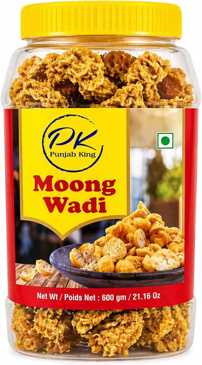 Punjab King Moong Wadi Jar 600g – Sun-Dried Moong Dal Nuggets | Traditional Indian Cooking Ingredient