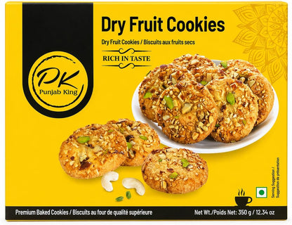 Punjab King Dry Fruit Cookies 350g – Premium Butter Biscuits with Mixed Nuts | Crunchy Indian Cookies, Rich in Taste Snack