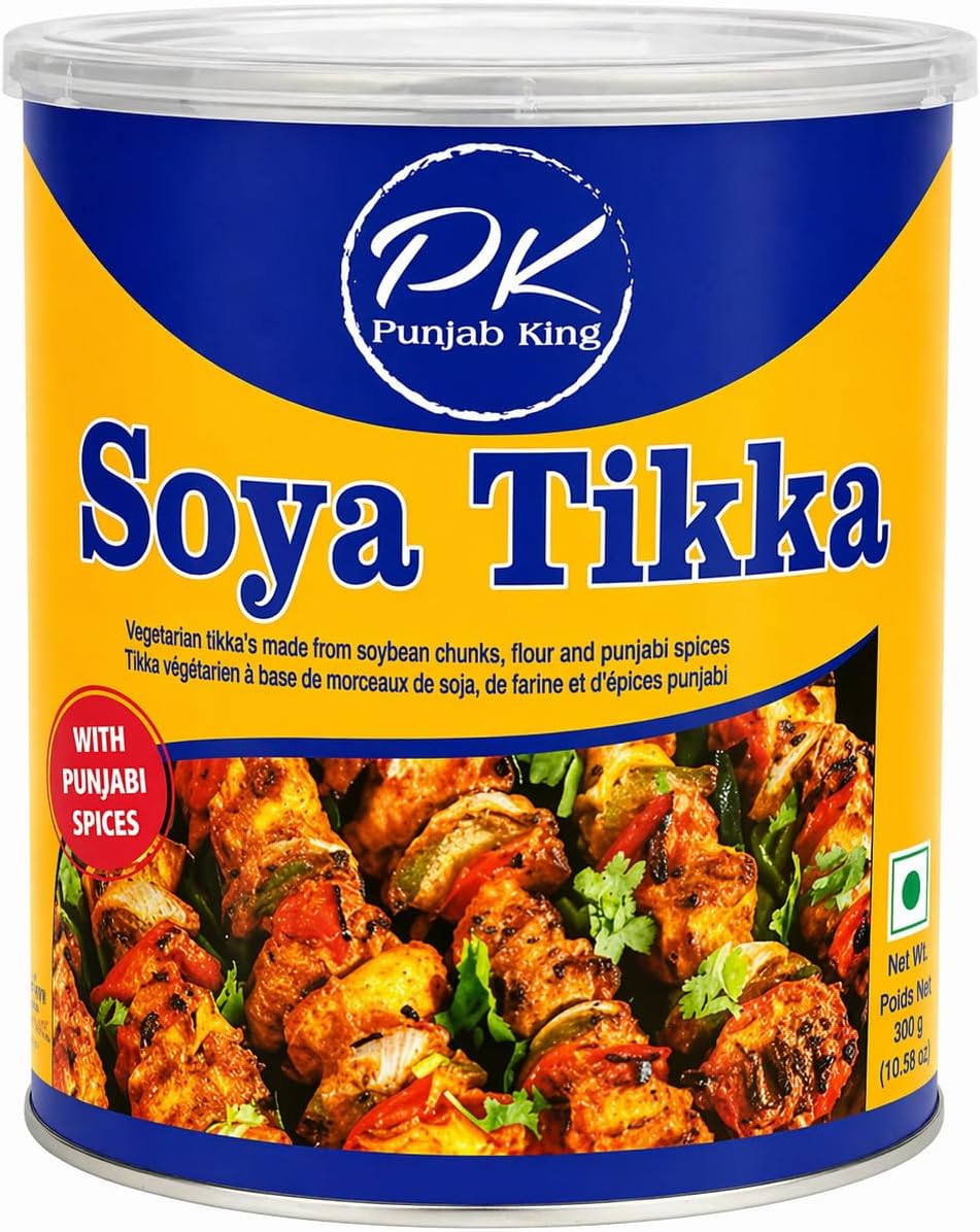 Punjab King Soya Tikka 850g Can – Ready-to-Cook Vegetarian Soy Protein Chunks with Punjabi Spices | Veg Meat Alternative for Tandoori & Curry