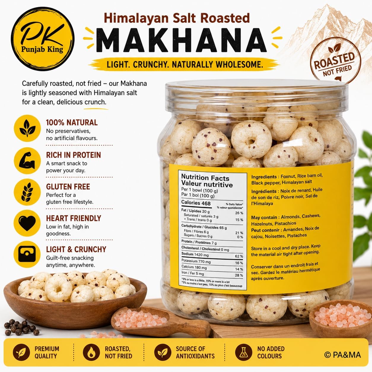 PK Roasted Makhana Peri Peri 100 g – Spicy Peri Peri Fox Nuts | Crunchy Roasted Lotus Seeds | Healthy Protein-Rich Snack