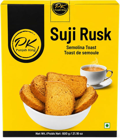 PK Suji Rusk 600 g – Crispy Semolina Toast Rusks | Traditional Indian Tea-Time Biscuit | Crunchy Breakfast & Snack