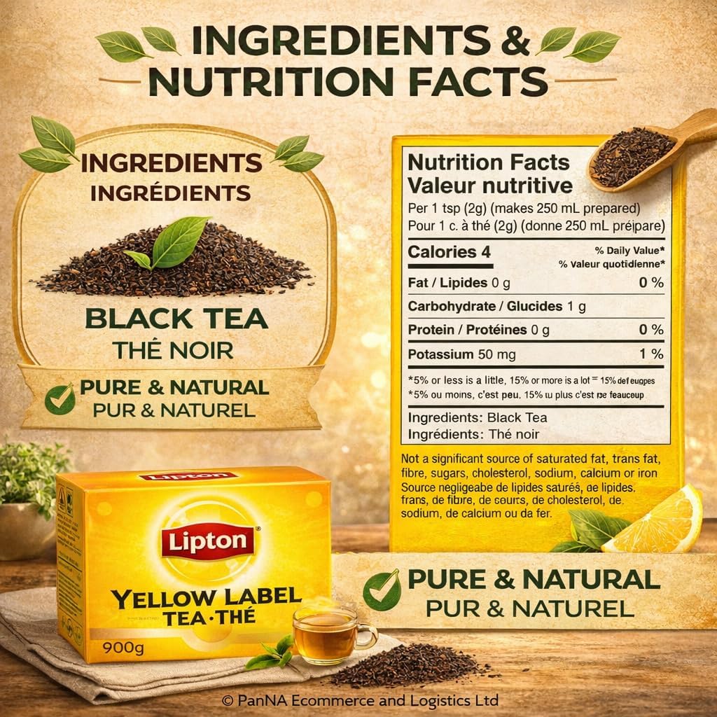 Lipton Yellow Label Tea 900g – Premium Loose Black Tea for Strong Milk Tea & Chai | Rich Aroma & Refreshing Taste | Bulk Family Pack