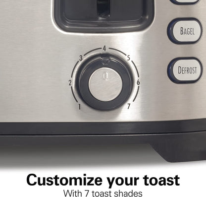 Hamilton Beach 24633V	Extra Wide Slot Toaster with Defrost and Bagel Functions Shade Selector, Toast Boost, Auto-Shutoff and Cancel Button, 4 Slices, Black