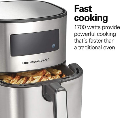 Hamilton Beach 5.8 Quart Digital Air Fryer Oven with 8 Presets, Easy to Clean Nonstick Basket, Black (35075)