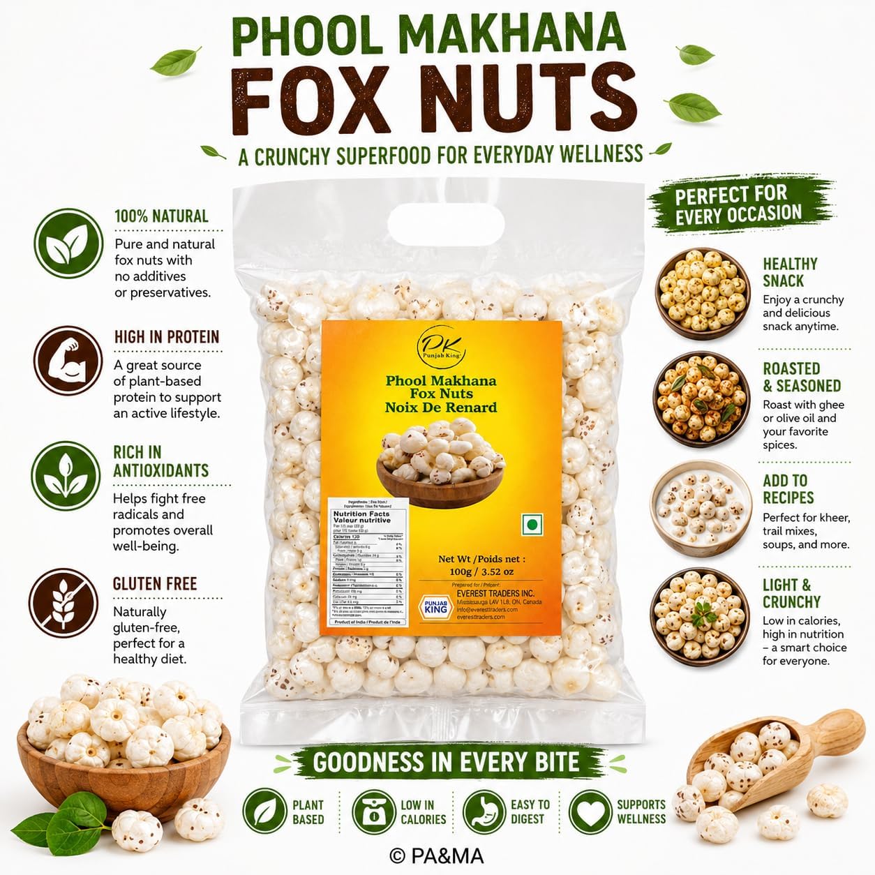 PK Phool Makhana 100g – Premium Fox Nuts | Healthy Roasted Snack & Fasting Food