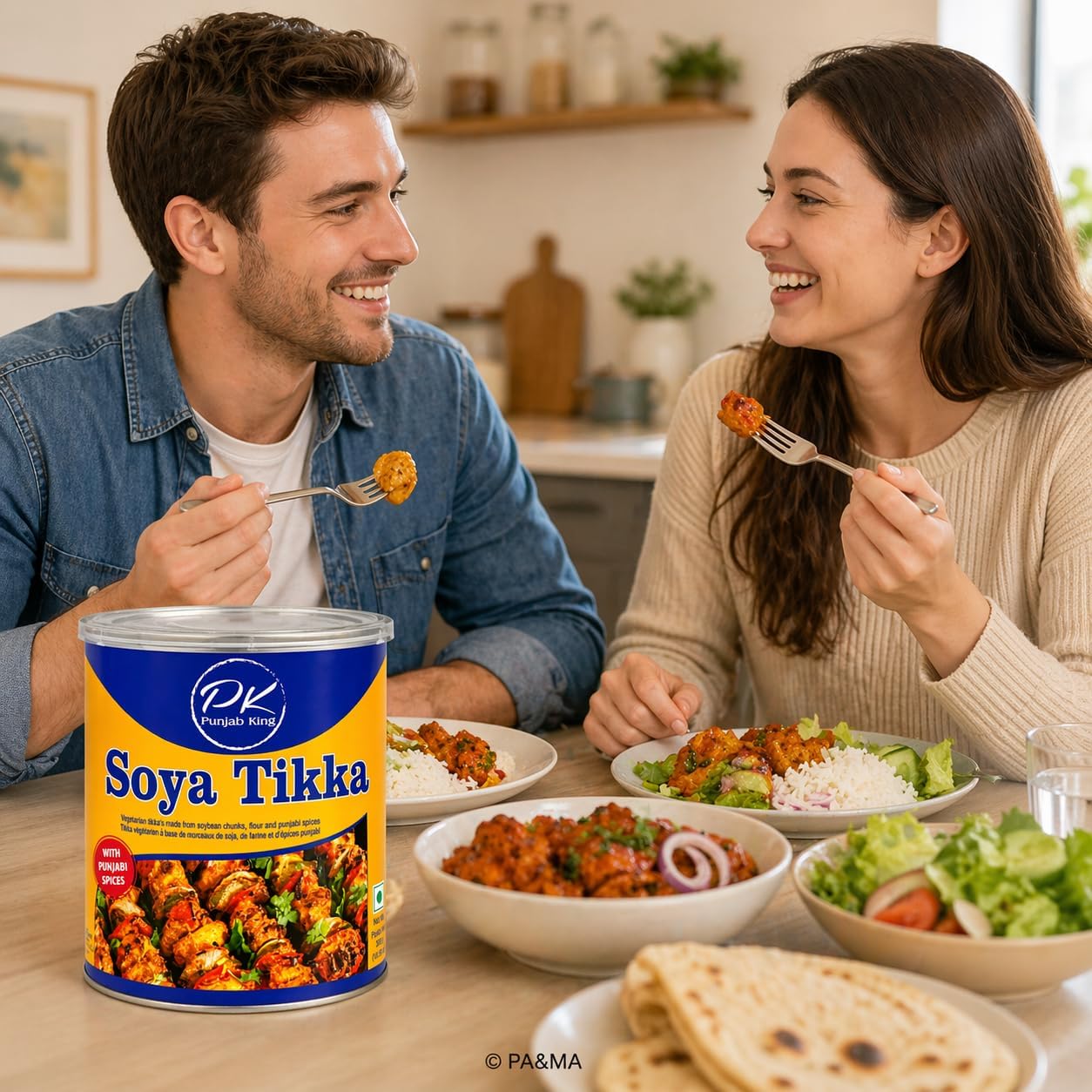 Punjab King Soya Tikka 850g Can – Ready-to-Cook Vegetarian Soy Protein Chunks with Punjabi Spices | Veg Meat Alternative for Tandoori & Curry