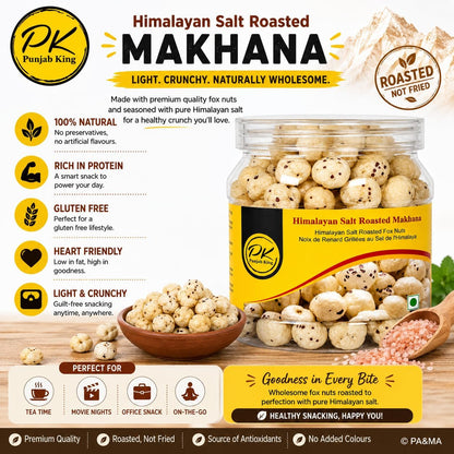 PK Roasted Makhana Himalayan Salt 100 g – Lightly Salted Fox Nuts | Healthy Roasted Snack | High Protein & Gluten-Free