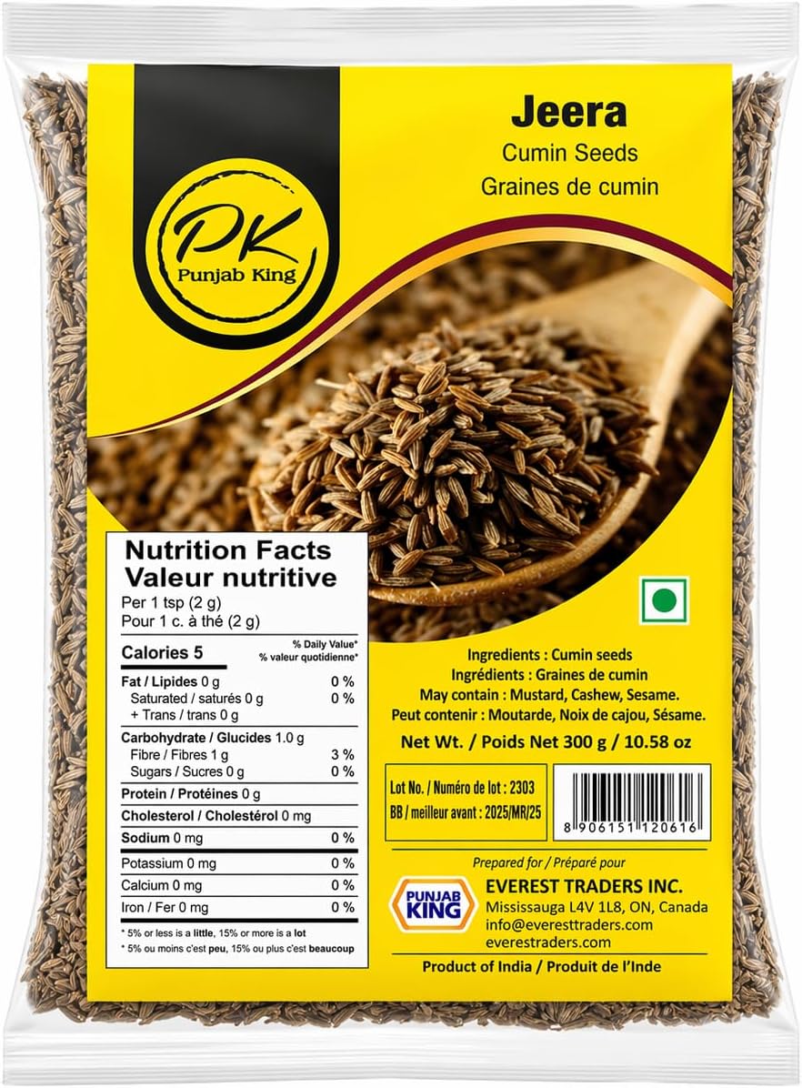 Punjab King Jeera (Cumin Seeds) 300g – Whole Cumin Seeds | Fresh, Aromatic Indian Spice for Cooking & Seasoning