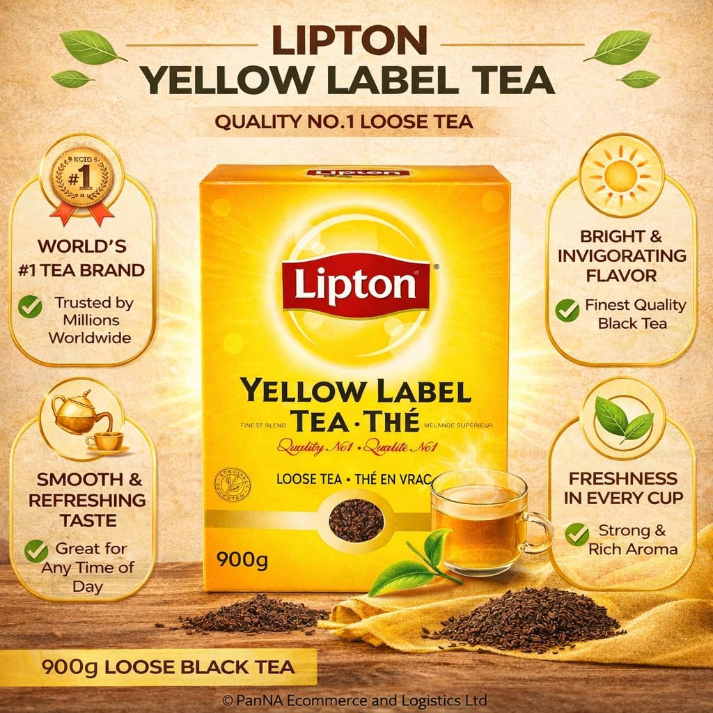 Lipton Yellow Label Tea 900g – Premium Loose Black Tea for Strong Milk Tea & Chai | Rich Aroma & Refreshing Taste | Bulk Family Pack