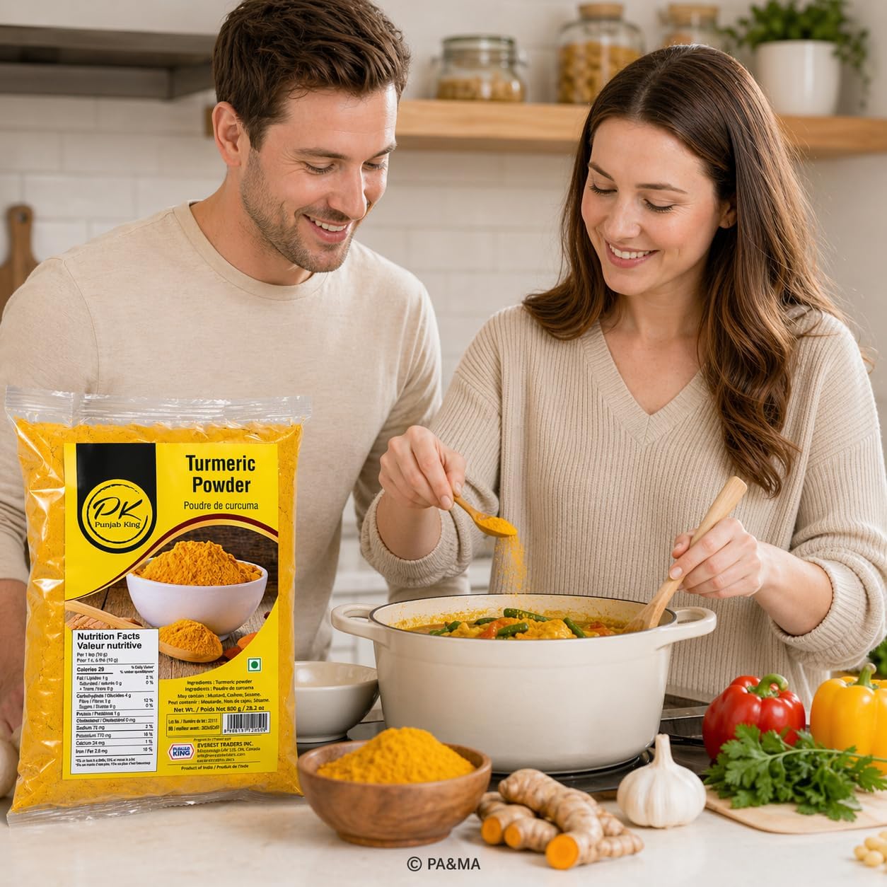 Punjab King Turmeric Powder – Premium Haldi Powder, Pure Ground Turmeric Spice for Cooking & Ayurvedic Use, Natural & Aromatic, 800g
