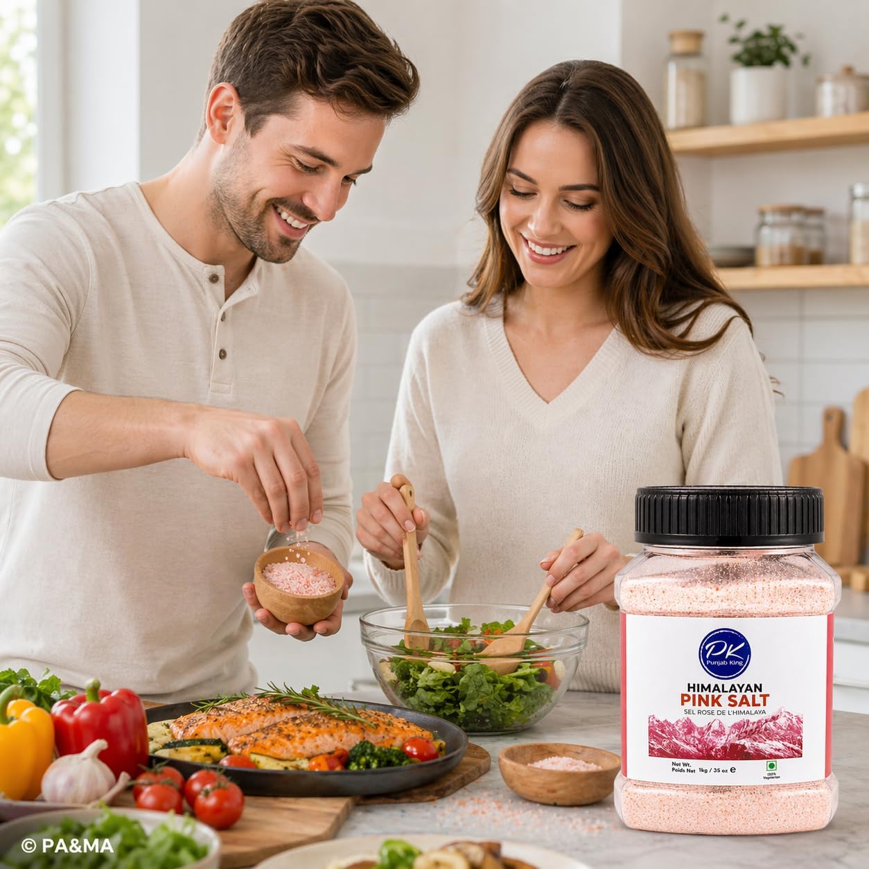 Punjab King Himalayan Pink Salt 1kg – Natural Rock Salt | Mineral Rich, Unrefined Pink Salt for Cooking & Seasoning