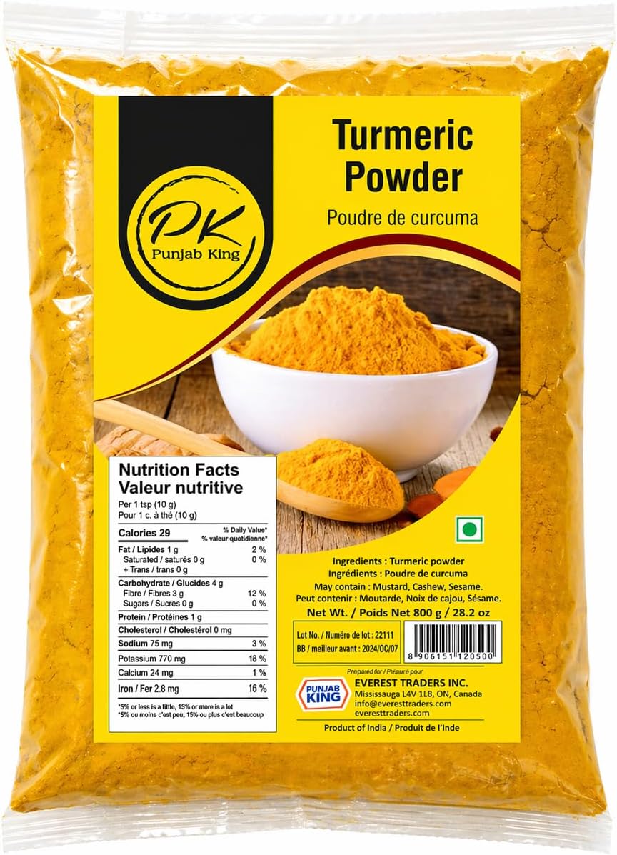 Punjab King Turmeric Powder – Premium Haldi Powder, Pure Ground Turmeric Spice for Cooking & Ayurvedic Use, Natural & Aromatic, 800g