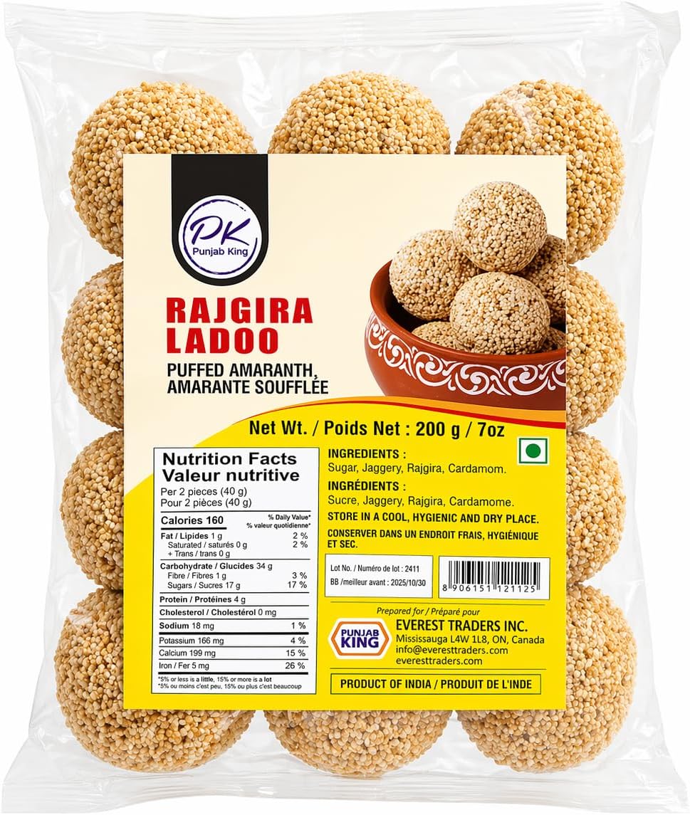 Punjab King Rajgira Ladoo 200g – Puffed Amaranth Sweet Balls | Traditional Indian Fasting Snack | Gluten-Free