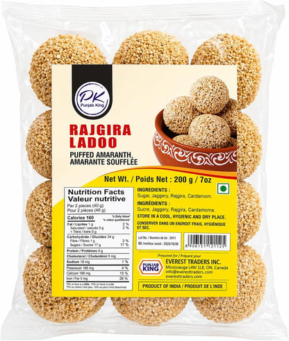 Punjab King Rajgira Ladoo 200g – Puffed Amaranth Sweet Balls | Traditional Indian Fasting Snack | Gluten-Free