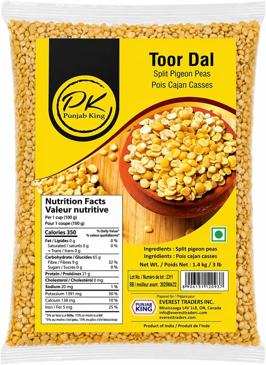 Punjab King Toor Dal (Split Pigeon Peas) – Premium Quality Arhar Dal, Protein-Rich Indian Lentils for Cooking, 1.4 kg