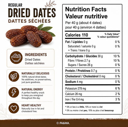 PK Punjab King Regular Dried Dates 200g – Natural Sweet Dates | Healthy Snack | Rich in Fiber & Energy | No Added Sugar