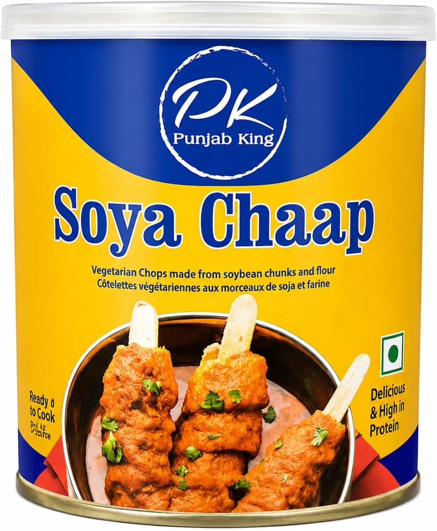 PK Soya Chaap 850 g – Ready-to-Cook Vegetarian Soy Protein Chaap | Canned Soya Chaap for Curry, Tikka & Grilled Recipes