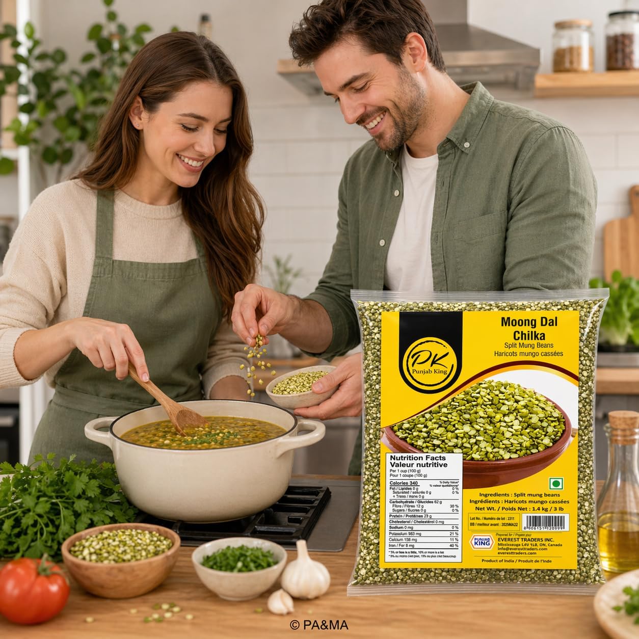 Punjab King Moong Dal Chilka 1.4kg (3lb) – Split Mung Beans with Skin | High Protein Indian Dal | Product of India