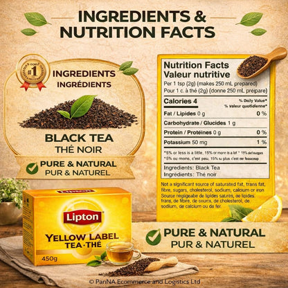 Lipton Yellow Label Tea 450g – Premium Loose Black Tea for Strong Chai & Milk Tea | Rich Aroma & Refreshing Taste | Everyday Tea Pack