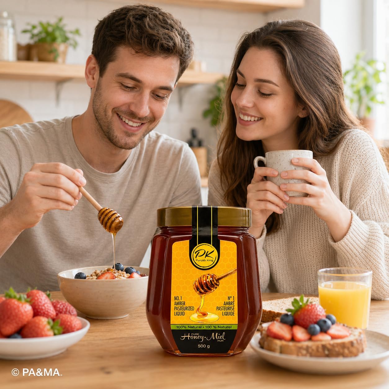 PK Punjab King Pure Honey 500g – 100% Natural Amber Honey | Pasteurized Liquid Honey | No Added Sugar