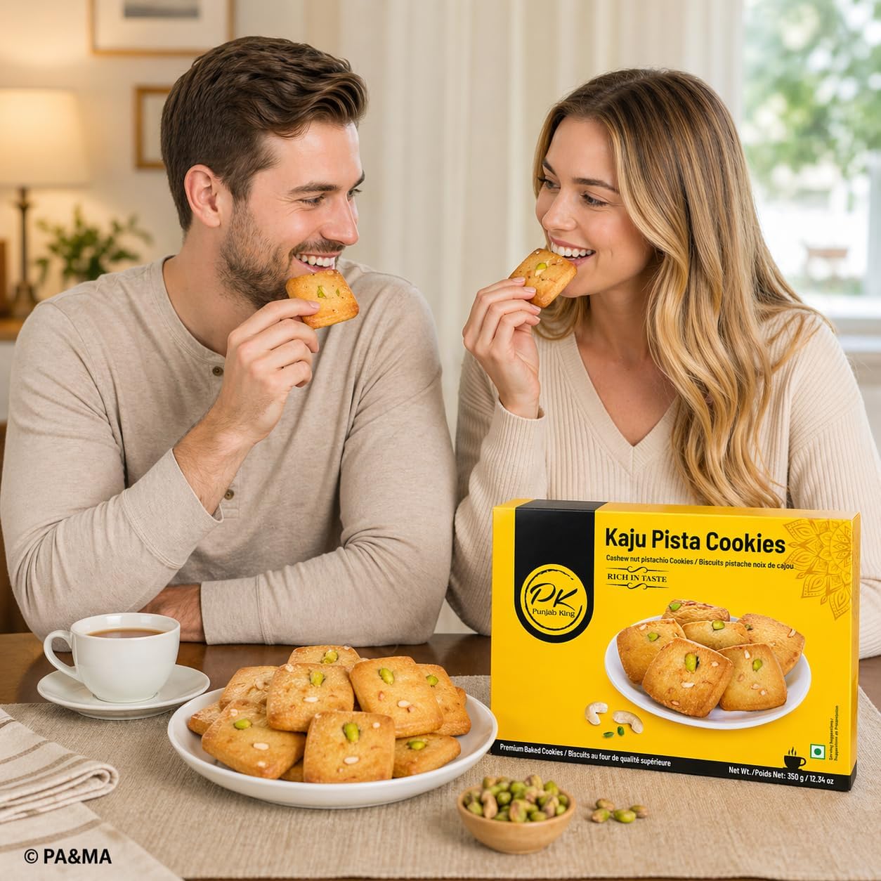Punjab King Kaju Pista Cookies 350g – Cashew Pistachio Biscuits | Premium Indian Cookies, Rich & Crunchy Tea-Time Snack