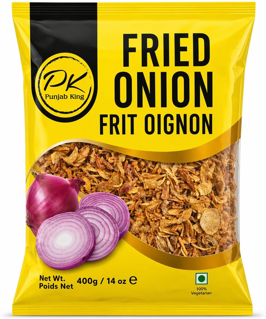Punjab King Fried Onions 400g – Crispy Golden Brown Onions (Birista) | Ready-to-Use for Biryani, Curries & Garnishing