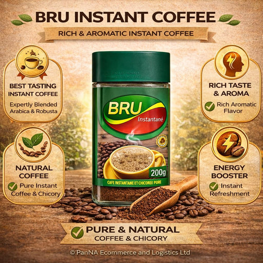 Brooke Bond BRU Instant Coffee 200g – Premium Coffee & Chicory Blend | Strong South Indian Filter Style Taste | Rich Aroma Instant Coffee Jar