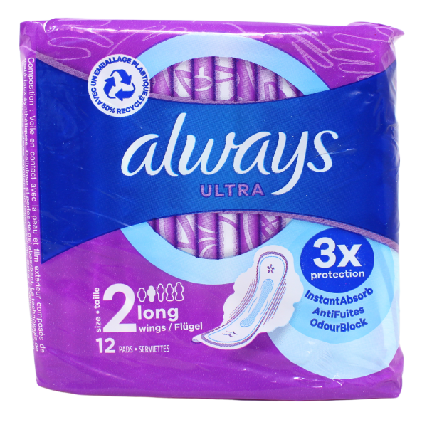 Always Ultra 12ct Long Wings/12