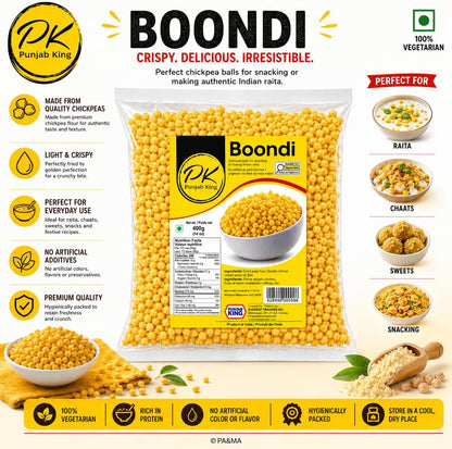 PK Boondi 400 g – Crispy Chickpea Flour Pearls | Traditional Indian Snack for Raita, Chaat & Namkeen