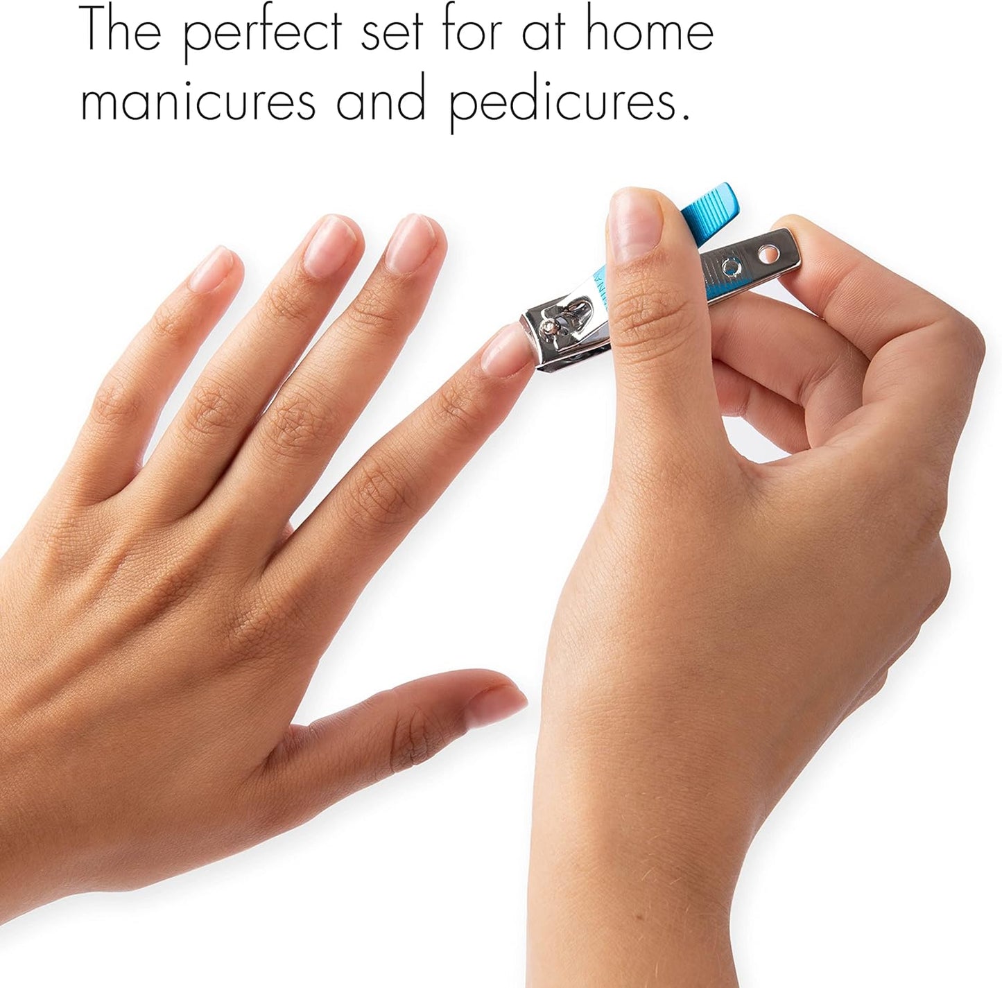TRIM Azure Collection Clipper Set – Precision-Ground Cutting Edges for Clean, Even Cuts – Convenient and Easy To Use – Perfect for At-Home Manicures and Pedicures – Carbon Steel, 24 Pack