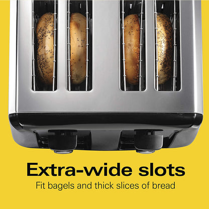 Hamilton Beach 24671 Extra-Wide Slot Toaster with Shade Selector, Auto Shutoff, Cancel Button Toast Boost, Stainless Steel 4-Slice