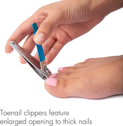 TRIM Azure Collection Clipper Set – Precision-Ground Cutting Edges for Clean, Even Cuts – Convenient and Easy To Use – Perfect for At-Home Manicures and Pedicures – Carbon Steel, 24 Pack