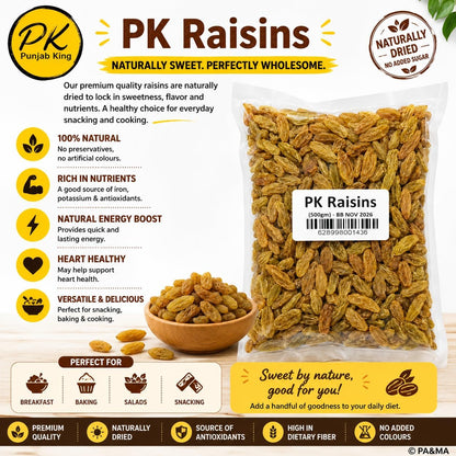 PK Raisins 500 g – Premium Seedless Raisins | Naturally Sweet Dried Grapes | Healthy Snack & Baking Ingredient