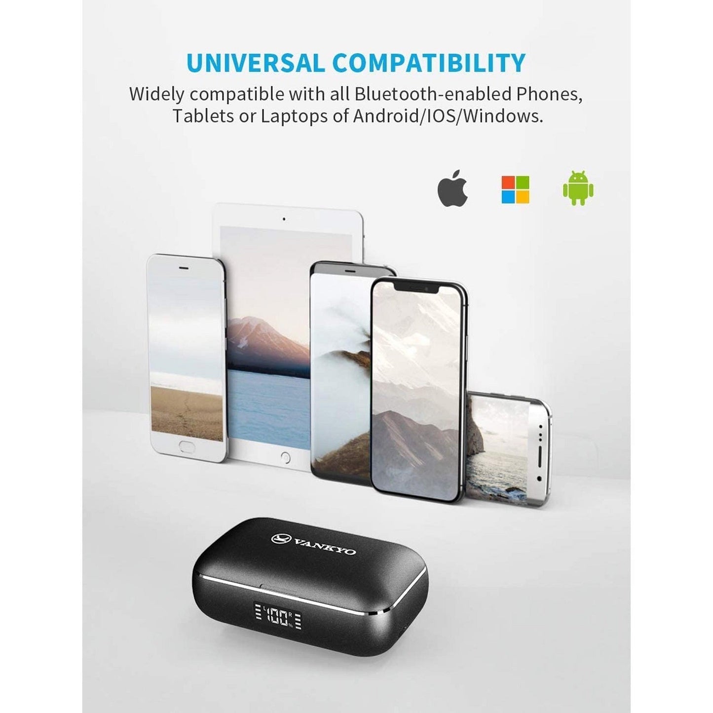 VANKYO X200 True Wireless Earbuds, Bluetooth 5.0 Earbuds in-Ear TWS Stereo Headphones with Smart LED Display Charging Case