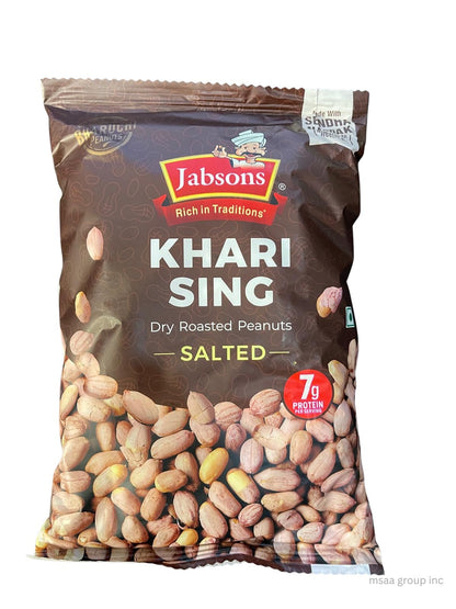 Jabsons Original Bharuchi Khari Sing Skinless 400g – Dry Roasted Peanuts with Rock Salt | Crunchy High Protein Snack