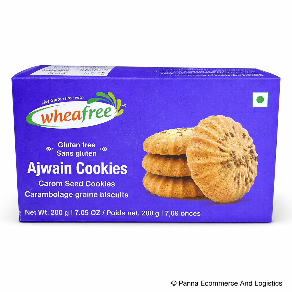 Wheafree Ajwain Cookies (200g) – Gluten Free Carom Seed Biscuits, Healthy Digestive Snack, Crunchy Indian Tea-Time Cookies, Vegetarian