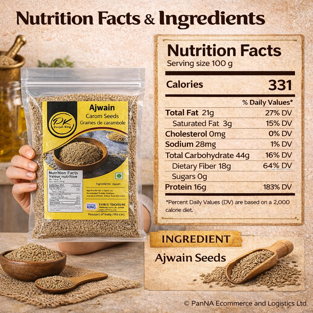 Punjab King Ajwain Seeds 300g – Carom Seeds (Omam), Whole Spice for Cooking & Digestion, Indian Kitchen Essential