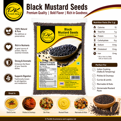 Punjab King Black Mustard Seeds 300g (10.6 oz) – Premium Whole Rai Seeds for Cooking, Pickling & Tempering – Natural Indian Spice, Rich Aroma & Flavor