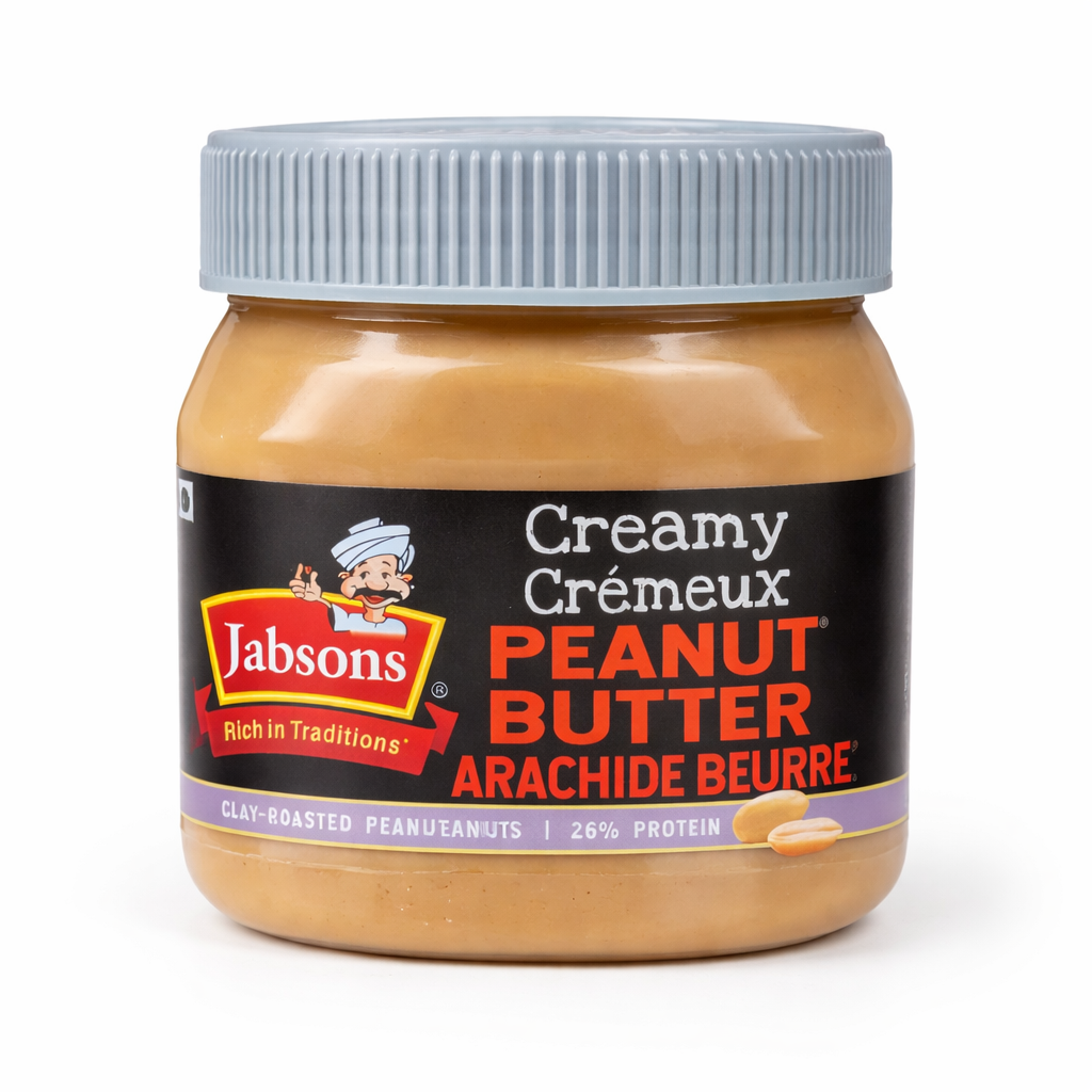 Jabsons Creamy Peanut Butter – High Protein (26%), Smooth & Creamy Spread, Clay Roasted Peanuts, Healthy Breakfast & Fitness Snack