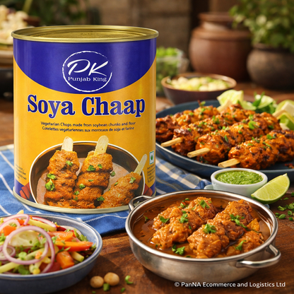 Punjab King Soya Chaap 3.1kg Can – Ready-to-Cook Vegetarian Soy Protein Chaap, High Protein Meat Alternative for Curries & BBQ