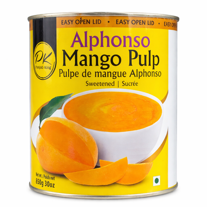 Punjab King Alphonso Mango Pulp 850g (Sweetened) – Premium Kesar Mango Puree, Ready-to-Eat Fruit Pulp for Desserts, Drinks & Cooking